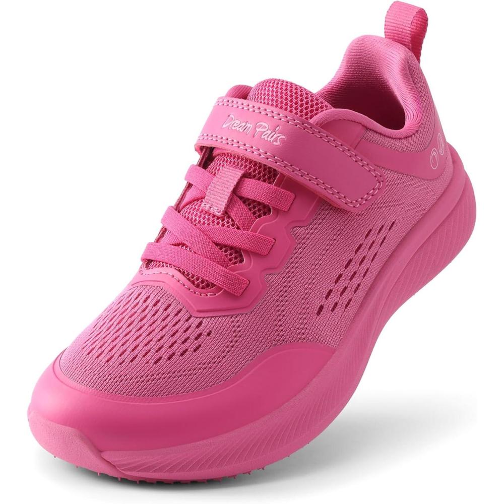 imageDREAM PAIRS Kids Wide Toe Box Athletic Running Sneakers Breathable Lightweight Casual Tennis Shoes Minimalist for Boys Girls School SportsRose Red