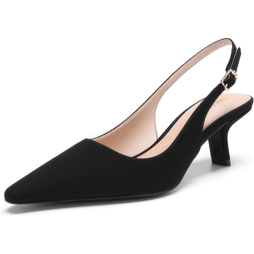 imageDREAM PAIRS Womens Slingback Kitten Heels 236 Inch Low Heel Pointed Toe Pumps Comfortable Closed Toe Dress Shoes for Office Work Classic Holiday HeelsBlacknubuck