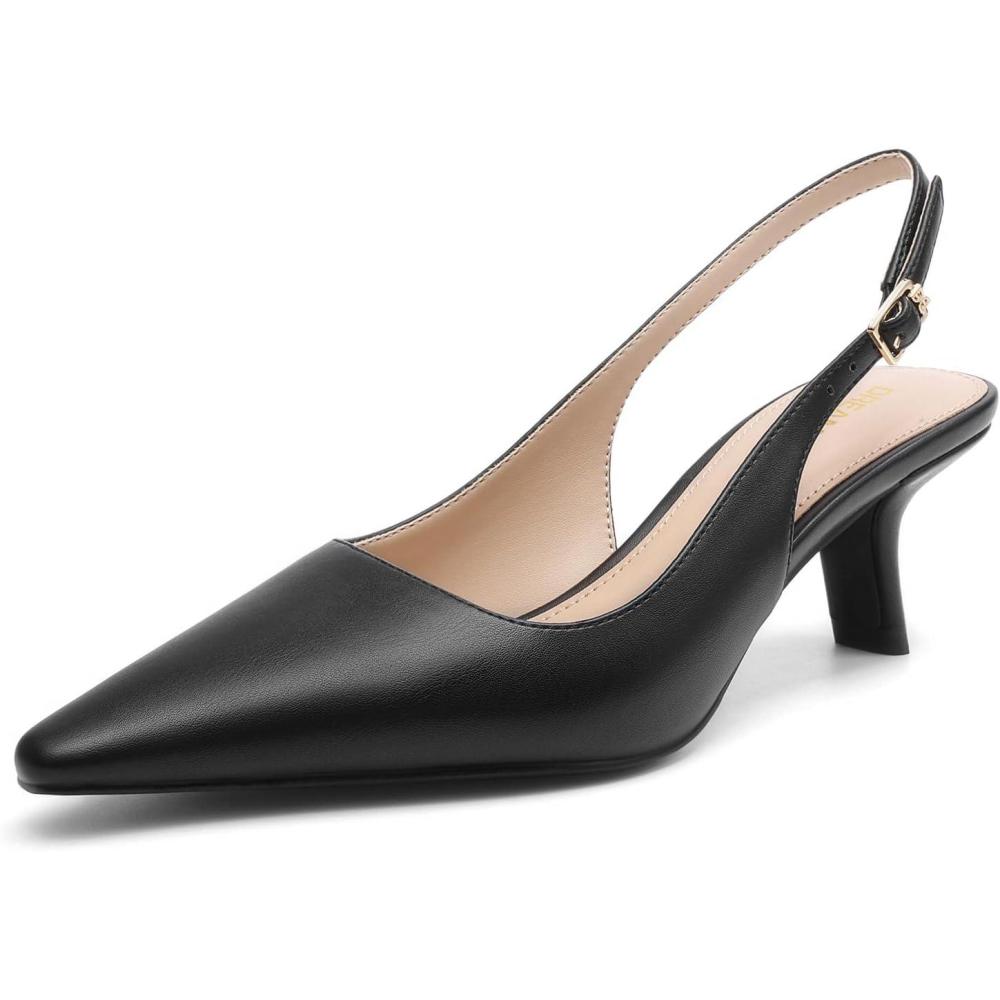 imageDREAM PAIRS Womens Slingback Kitten Heels  236 Inch Low Heel Pointed Toe Pumps Comfortable Closed Toe Dress Shoes for Office Work Classic Holiday HeelsBlackpu