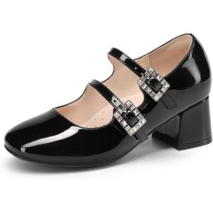 DREAM PAIRS Girls Dress Shoes Mary Jane Double Straps High Heel Easter Wedding Party Church Princess Communion Pumps for Little/Big Kids(Black)