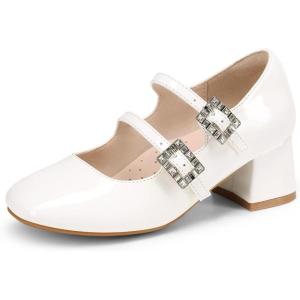 DREAM PAIRS Girls Dress Shoes Mary Jane Double Straps High Heel Easter Wedding Party Church Princess Communion Pumps for Little/Big Kids(White)