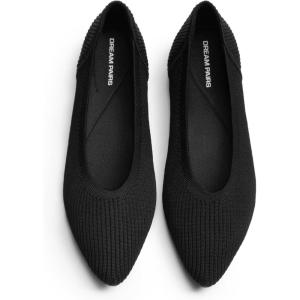 DREAM PAIRS Women’s Knit Ballet Dressy Flats Comfortable Washable Flexible Breathable Casual Classic Work Office Walk Pointed Toe Flats(Black)