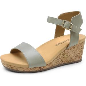 DREAM PAIRS Women’s Open Toe Buckle Ankle Strap Platform Wedge Sandals for Women Summer Dressy Shoes | Women, Wedge, Platform, Open Toe, Ankle Strap, Buckle(Grey/Pu)