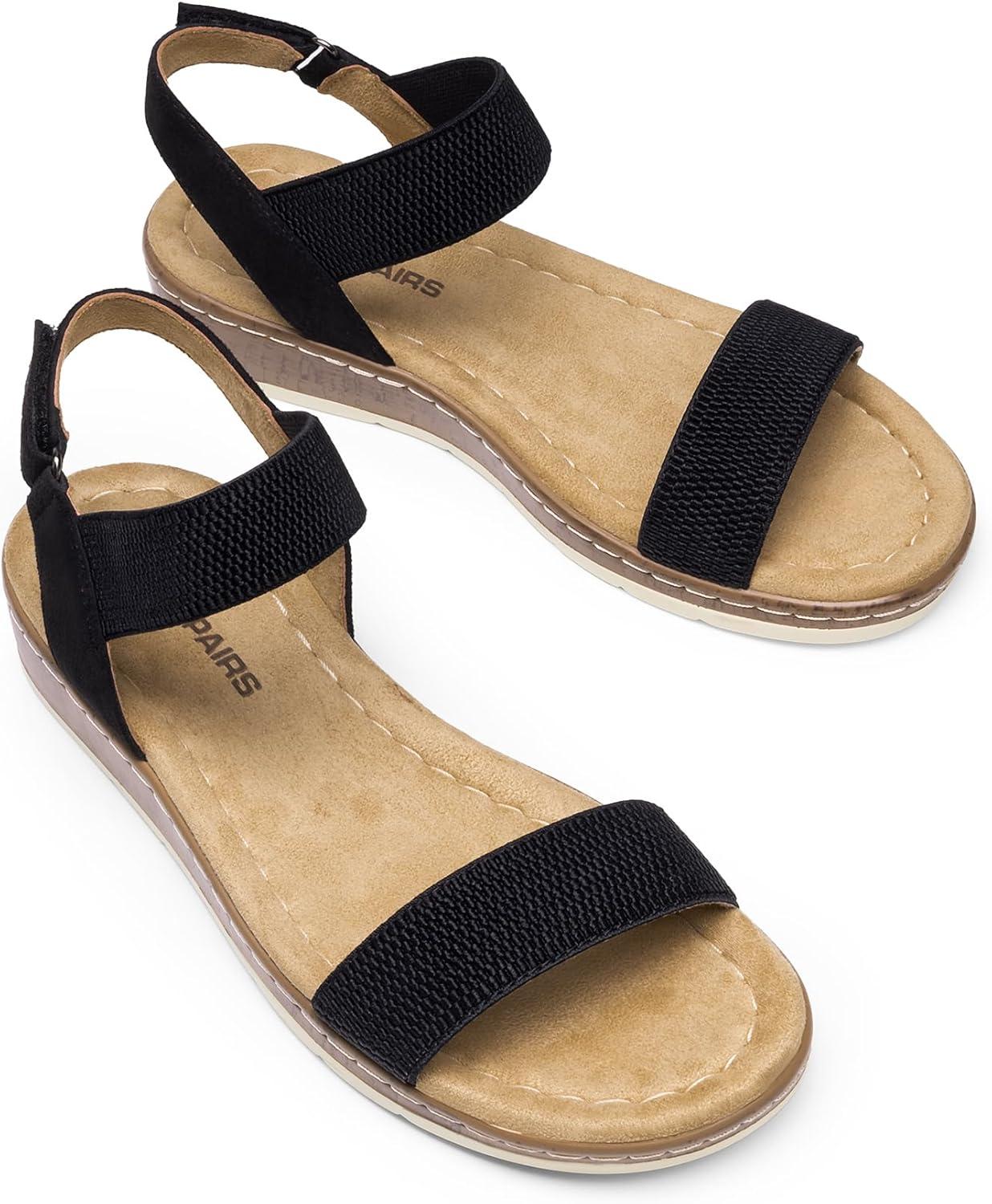 imageDREAM PAIRS Womens Low Wedge Casual SandalsBlack