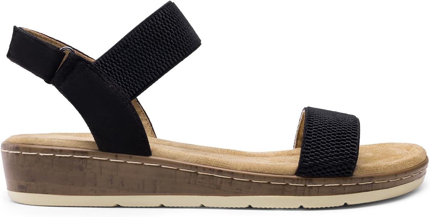 imageDREAM PAIRS Womens Low Wedge Casual SandalsBlack