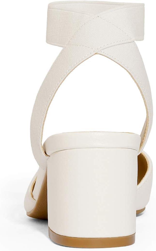 imageDREAM PAIRS Womens Nicholes Low Block Heel PumpsWhitePu