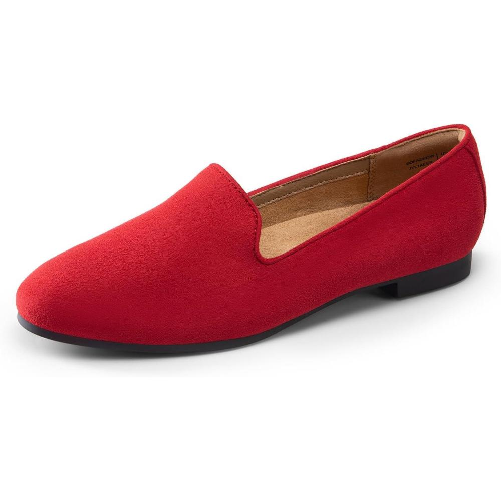 imageDREAM PAIRS Round Toe Flats for Women Dressy Comfortable SlipOn Dress Business Casual Office Work Shoes for WomenRed