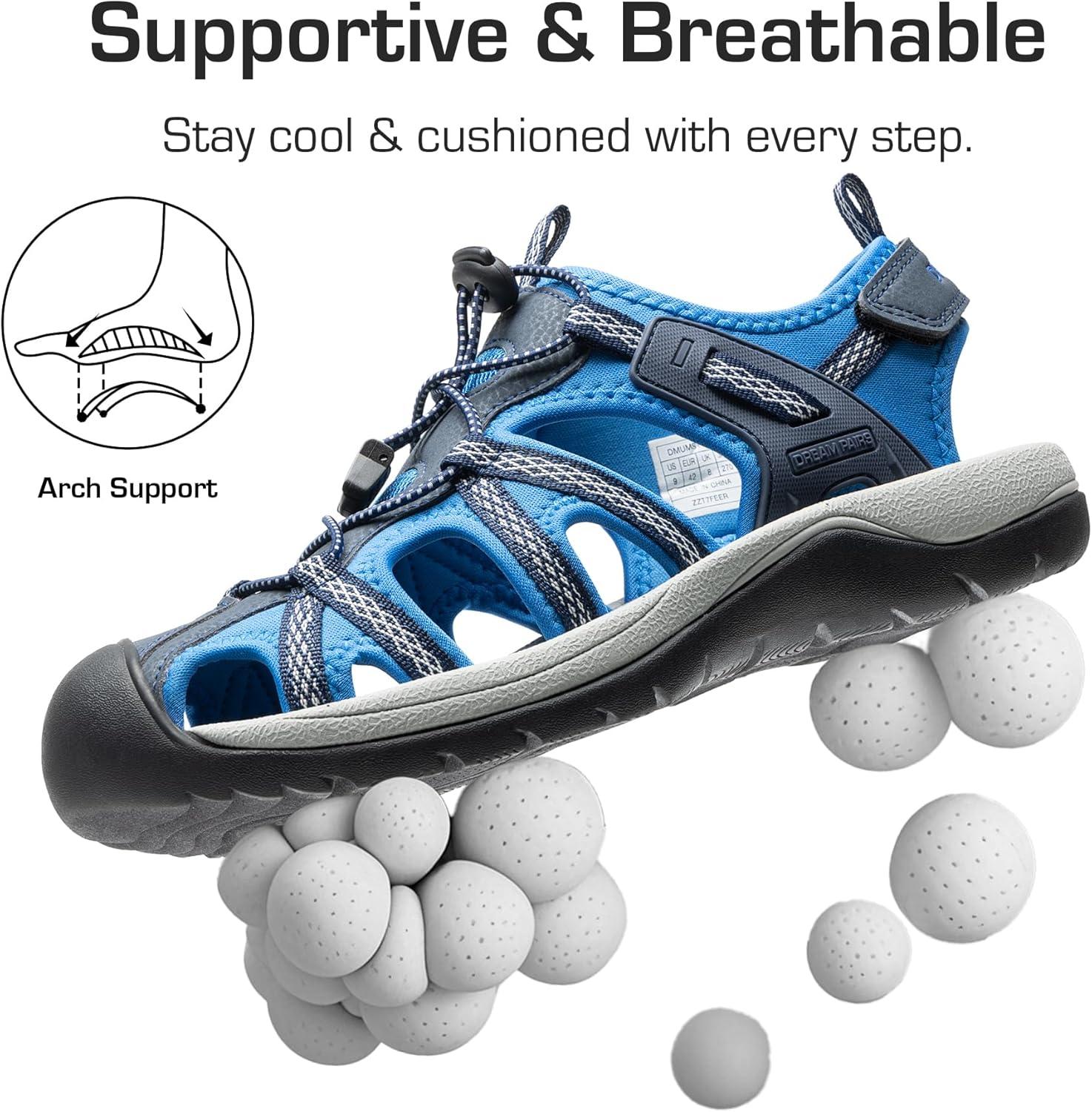 imageDREAM PAIRS Mens Sandals Hiking Water Sport Athletic Beach Outdoor Comfortable Casual Closed Toe Summer Sandal ShoesNavy