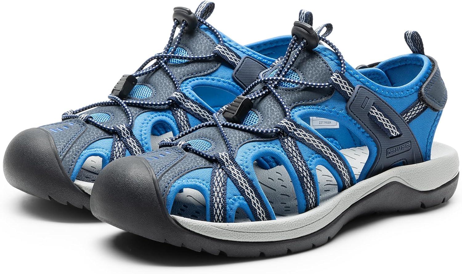 imageDREAM PAIRS Mens Sandals Hiking Water Sport Athletic Beach Outdoor Comfortable Casual Closed Toe Summer Sandal ShoesNavy