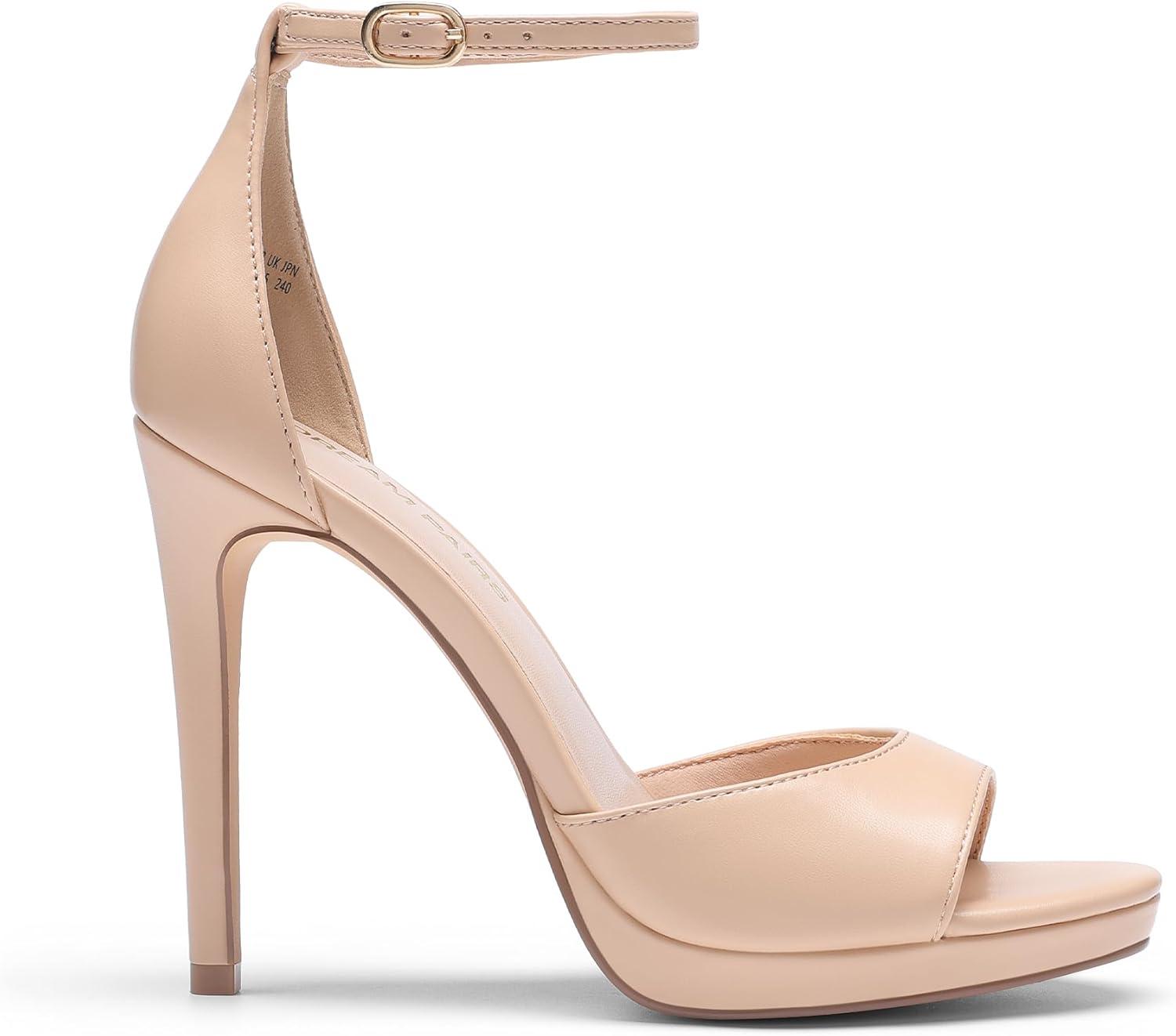 imageDREAM PAIRS Womens Heels High Stilettos Ankle Strap Sexy Comfort Dress Shoes Wedding Bridal Pumps SandalsNude