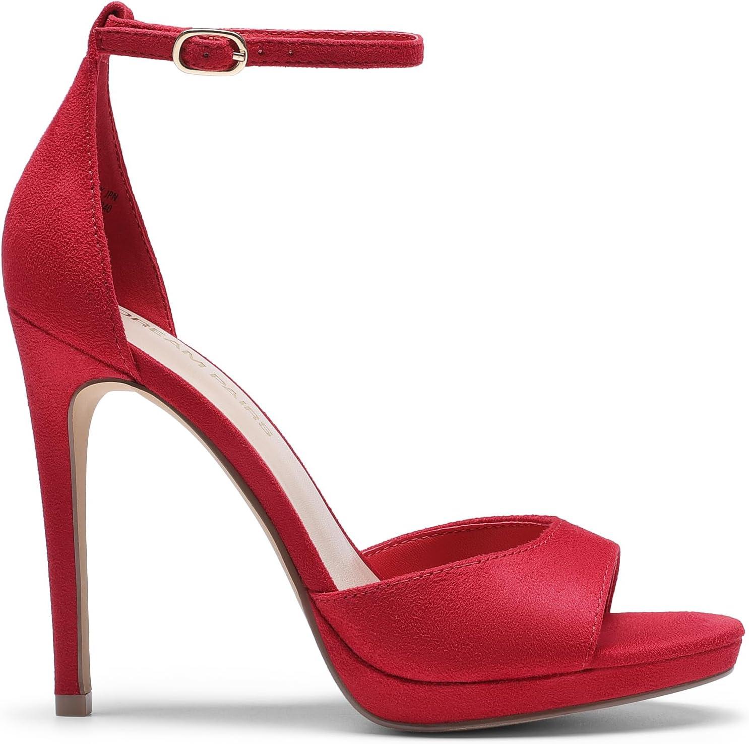 imageDREAM PAIRS Womens Heels High Stilettos Ankle Strap Sexy Comfort Dress Shoes Wedding Bridal Pumps SandalsRed
