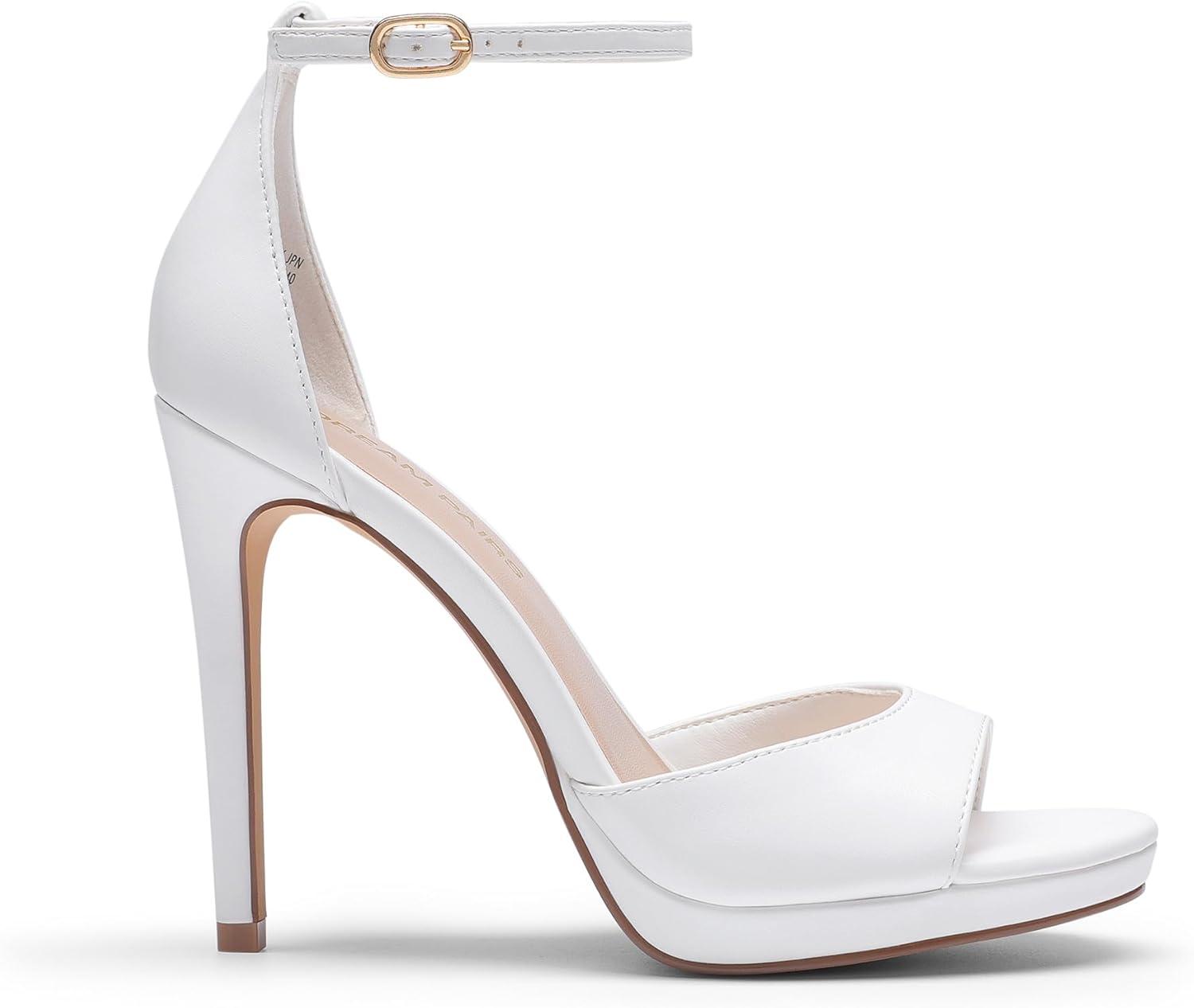 imageDREAM PAIRS Womens Heels High Stilettos Ankle Strap Sexy Comfort Dress Shoes Wedding Bridal Pumps SandalsWhite