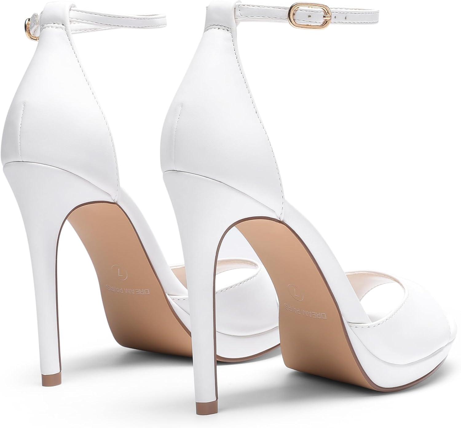 imageDREAM PAIRS Womens Heels High Stilettos Ankle Strap Sexy Comfort Dress Shoes Wedding Bridal Pumps SandalsWhite