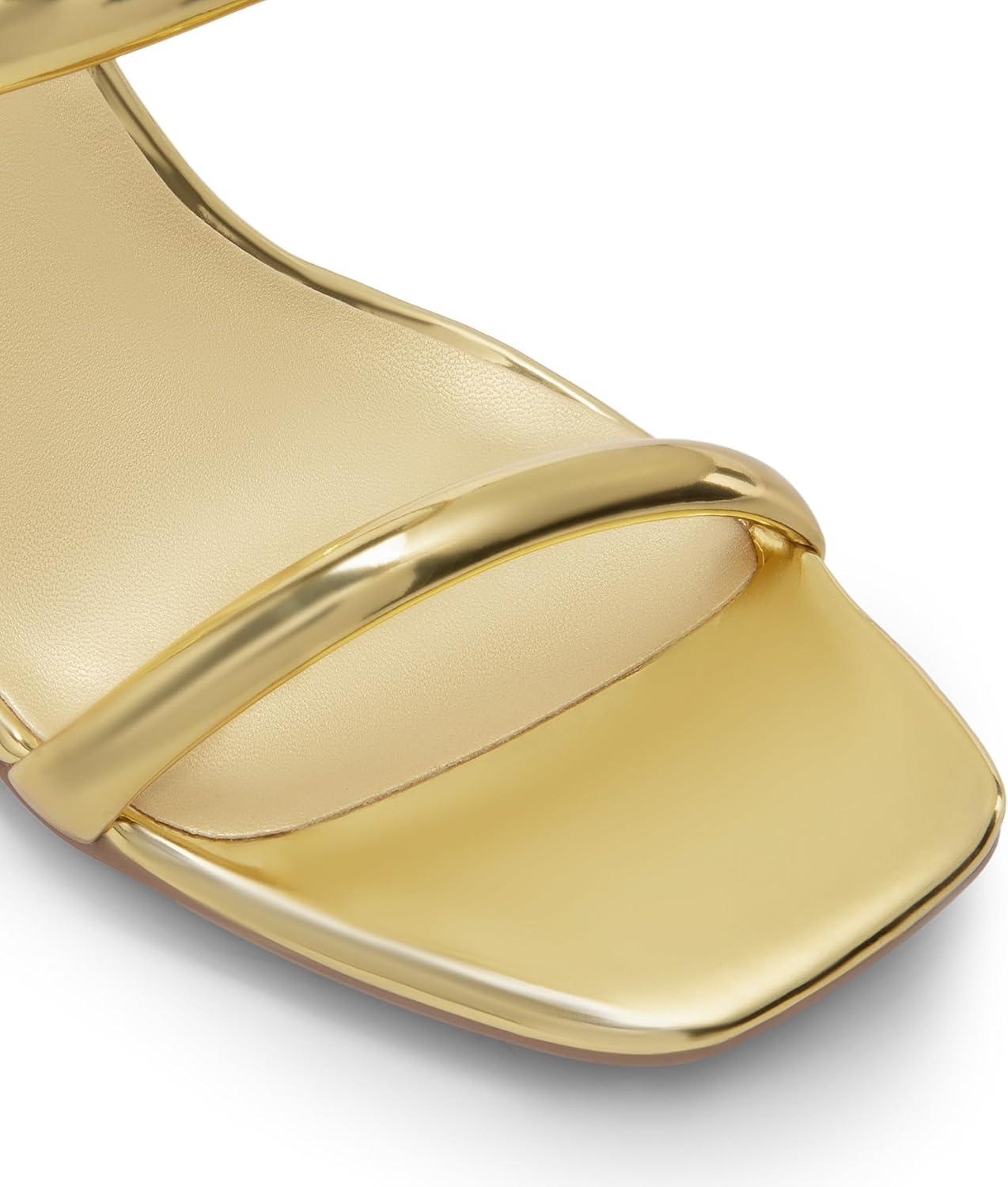imageDREAM PAIRS Womens Square Open Toe Block Heels Two Strap Slip On High Heeled Slides SandalsGold