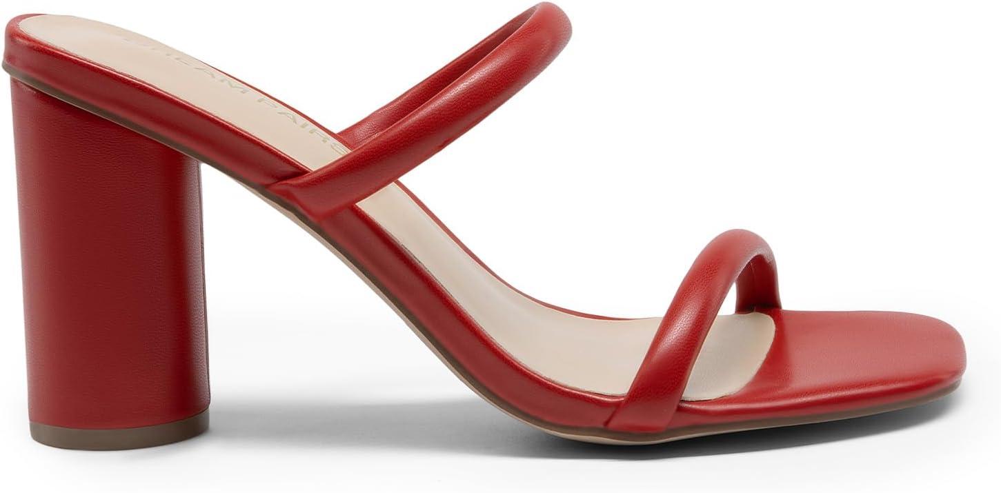 imageDREAM PAIRS Womens Square Open Toe Block Heels Two Strap Slip On High Heeled Slides SandalsRed