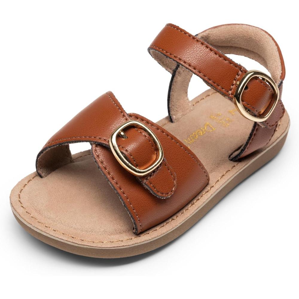 imageDREAM PAIRS Girls Sandals Fashion Sandal with Adjustable Straps OpenToe Comfortable Summer Shoes for Toddler Little KidBrown