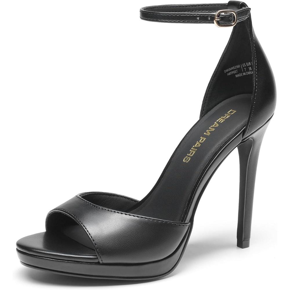 imageDREAM PAIRS Womens Heels High Stilettos Ankle Strap Sexy Comfort Dress Shoes Wedding Bridal Pumps SandalsBlackpu