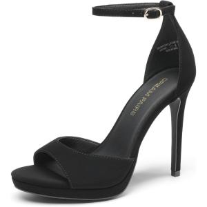DREAM PAIRS Women’s Heels, High Stilettos Ankle Strap Sexy Comfort Dress Shoes Wedding Bridal Pumps Sandals(Black-nubuck)