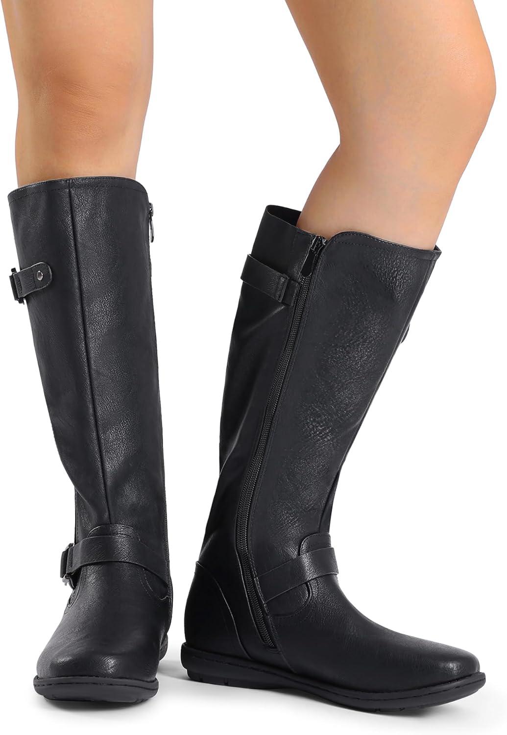 imageDREAM PAIRS Womens Faux FurLined Knee High Winter Boots Fall Tall BootsBlack
