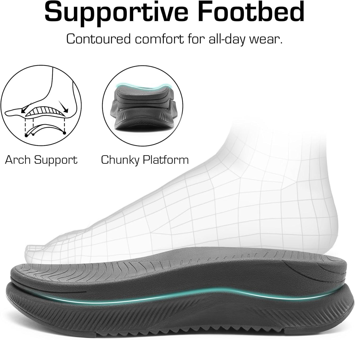 imageDREAM PAIRS Womens Hiking Sandals Arch Support Platform Orthopedic Sandals Comfortable Open Toe Walking Summer Shoes Lightweight Outdoor Athletic Sport Water SandalsBlack