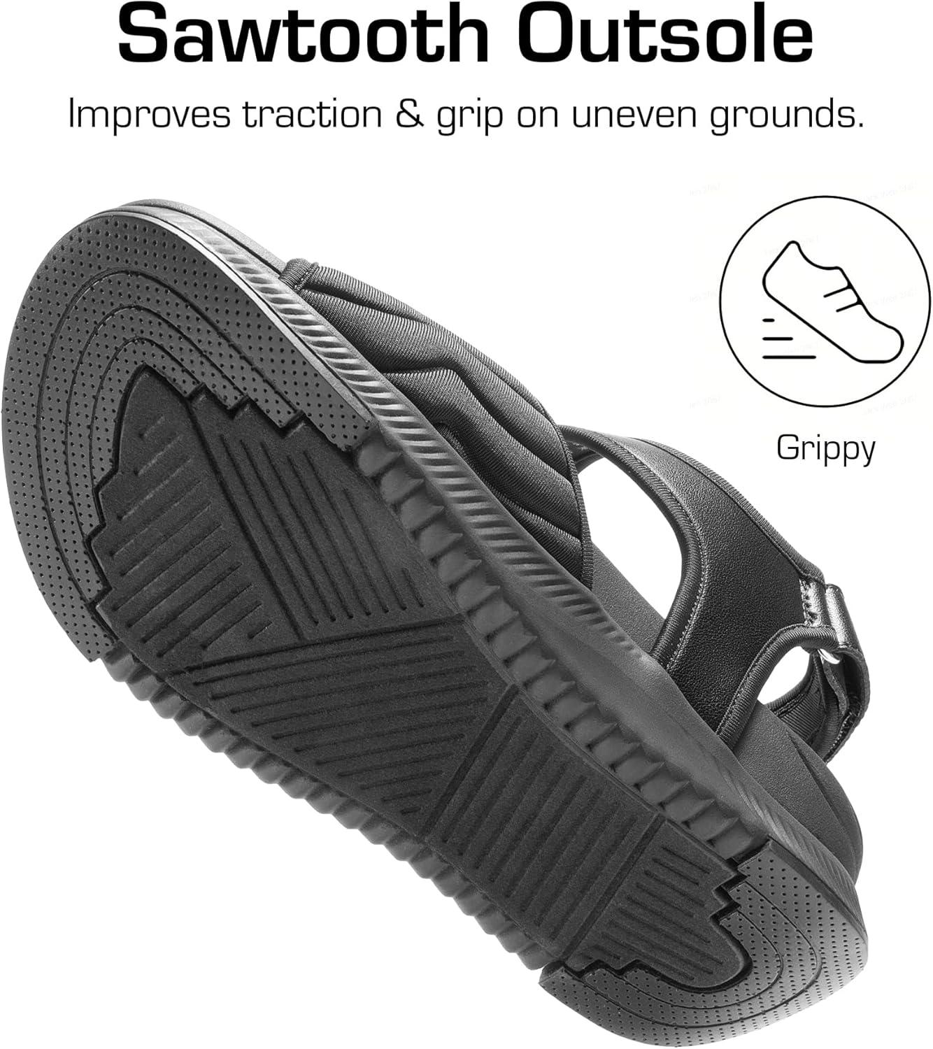 imageDREAM PAIRS Womens Hiking Sandals Arch Support Platform Orthopedic Sandals Comfortable Open Toe Walking Summer Shoes Lightweight Outdoor Athletic Sport Water SandalsBlack