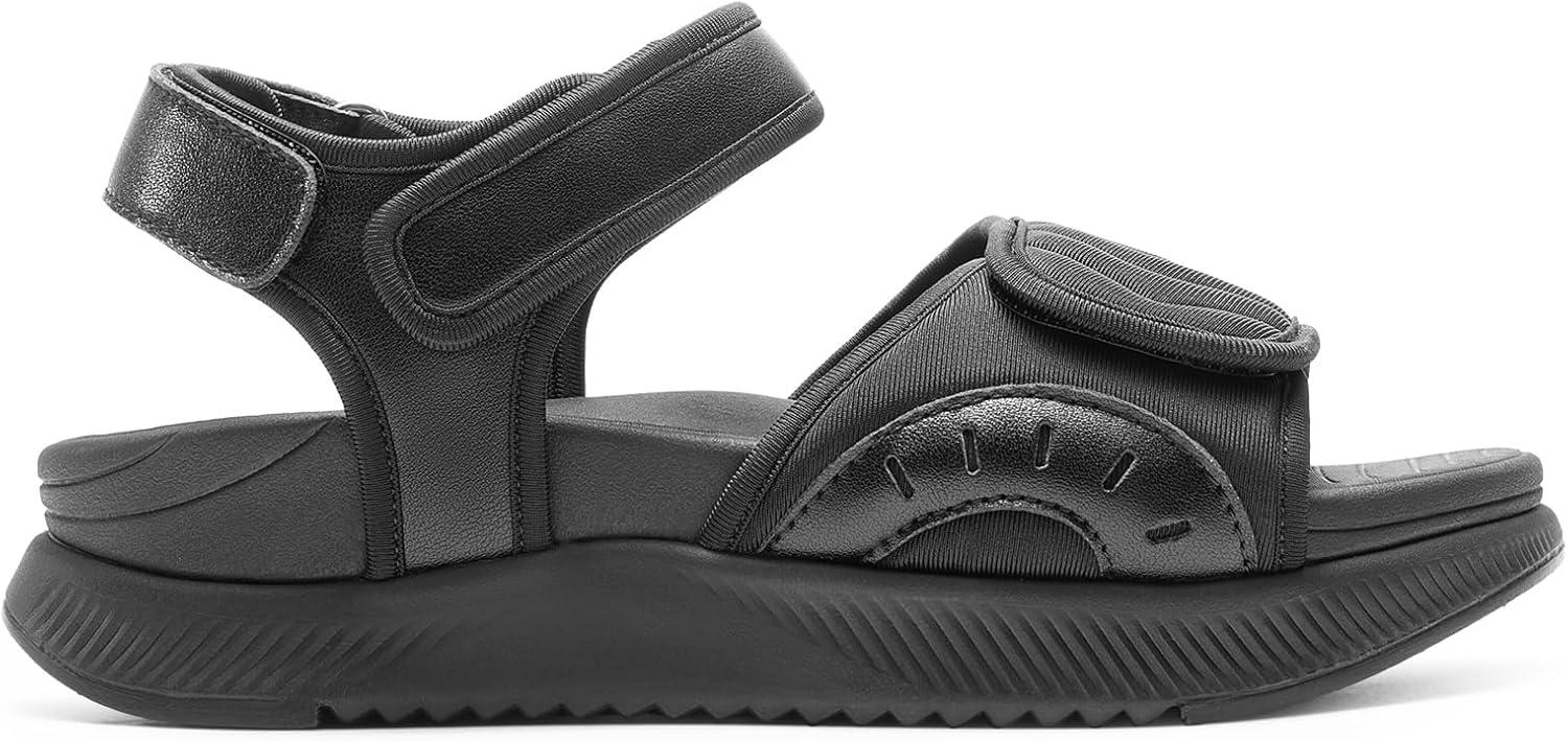 imageDREAM PAIRS Womens Hiking Sandals Arch Support Platform Orthopedic Sandals Comfortable Open Toe Walking Summer Shoes Lightweight Outdoor Athletic Sport Water SandalsBlack