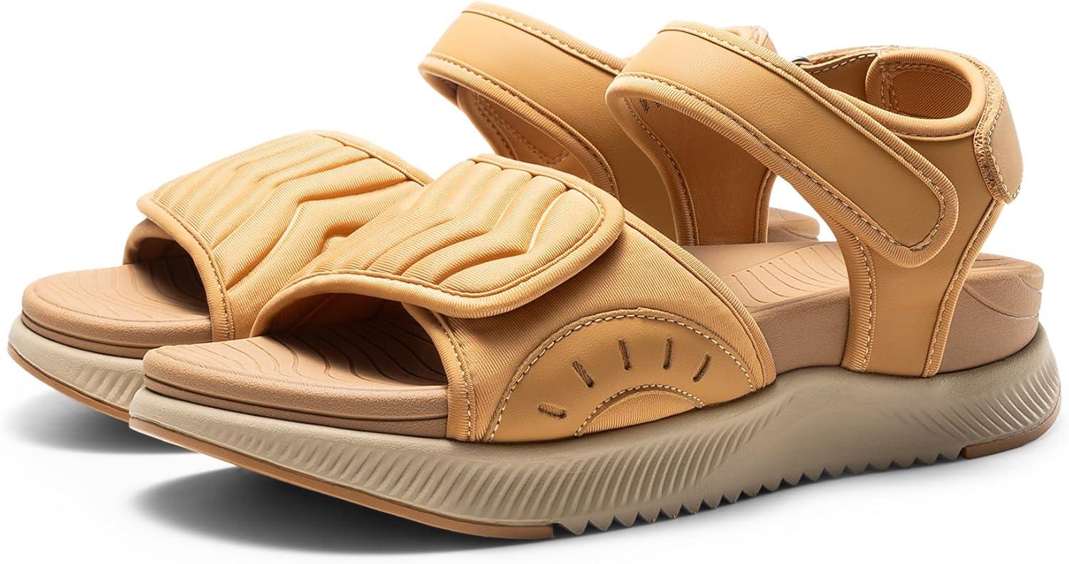 imageDREAM PAIRS Womens Hiking Sandals Arch Support Platform Orthopedic Sandals Comfortable Open Toe Walking Summer Shoes Lightweight Outdoor Athletic Sport Water SandalsBrown