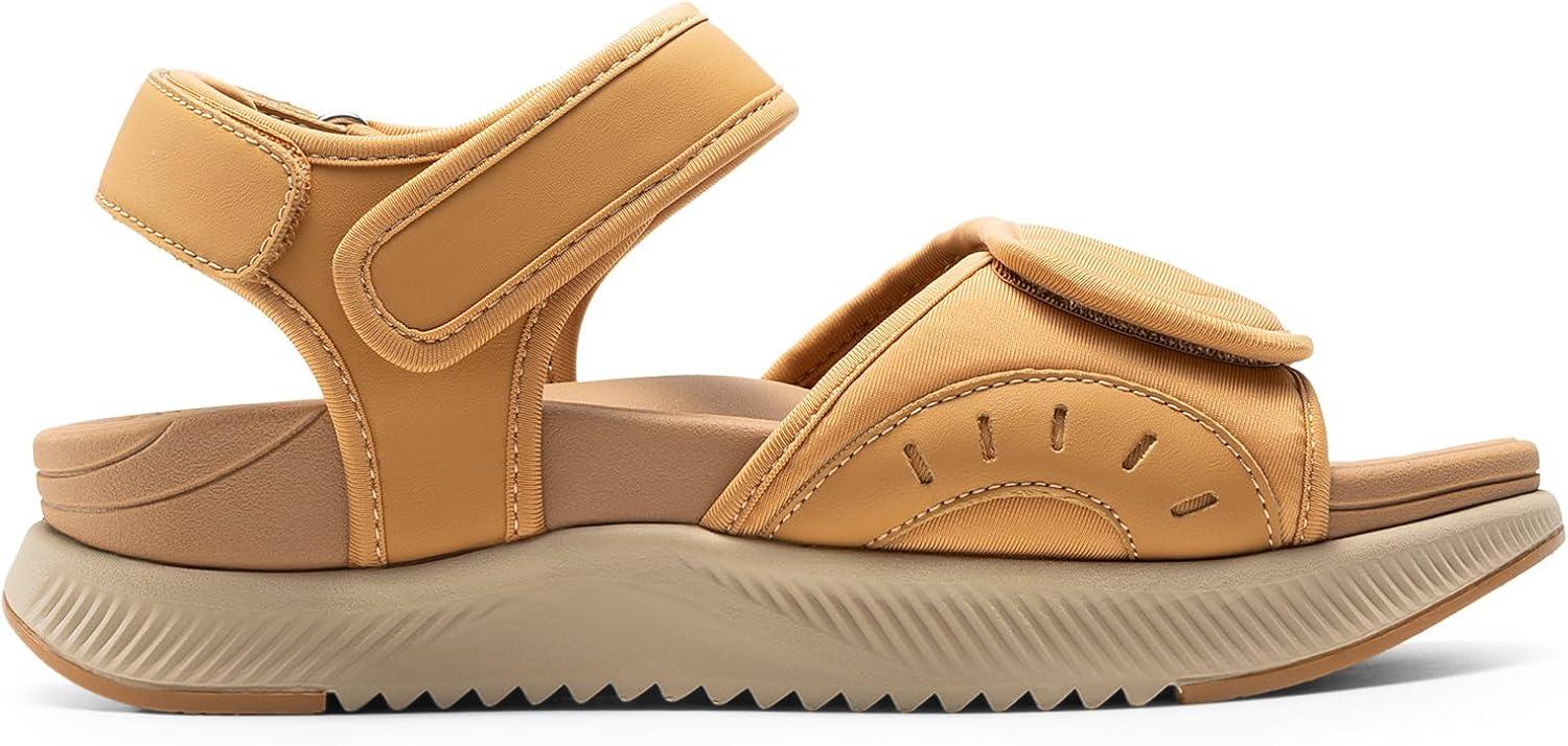 imageDREAM PAIRS Womens Hiking Sandals Arch Support Platform Orthopedic Sandals Comfortable Open Toe Walking Summer Shoes Lightweight Outdoor Athletic Sport Water SandalsBrown