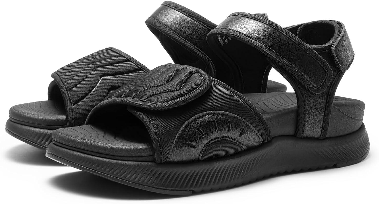 imageDREAM PAIRS Womens Hiking Sandals Arch Support Platform Orthopedic Sandals Comfortable Open Toe Walking Summer Shoes Lightweight Outdoor Athletic Sport Water SandalsBlack