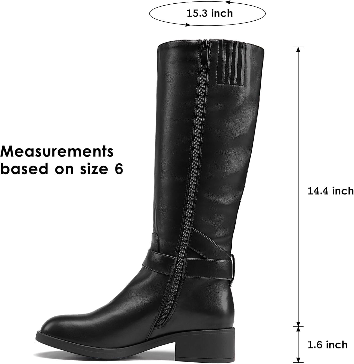 imageDREAM PAIRS Womens Knee High Riding Boots Comfortable Low Chunky Heel Side Zipper Round Toe Casual Classic RanchingBlack