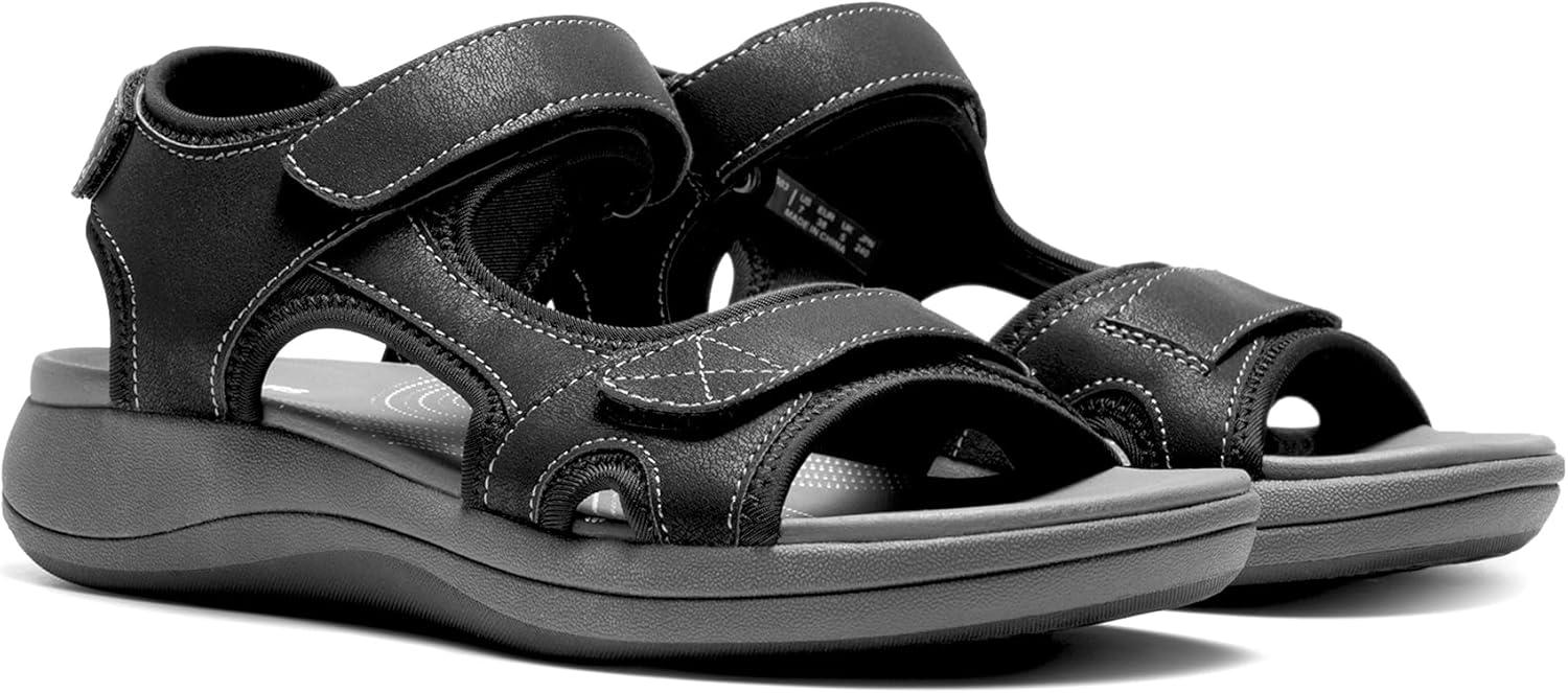 imageDREAM PAIRS Womens Sandals Open Toe Lightweight Summer Shoes Walking Casual OutdoorBlack