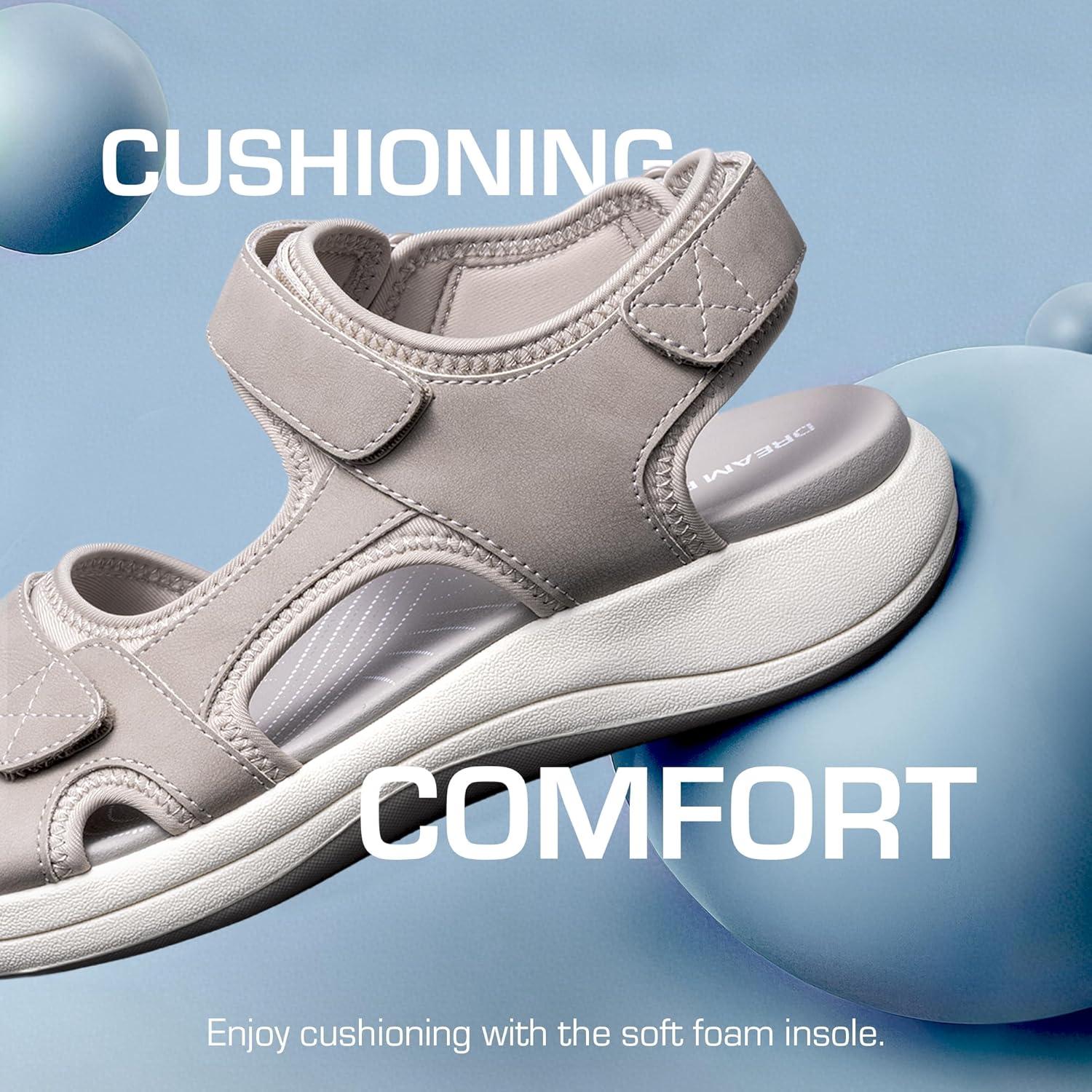 imageDREAM PAIRS Womens Sandals Open Toe Lightweight Summer Shoes Walking Casual OutdoorGrey
