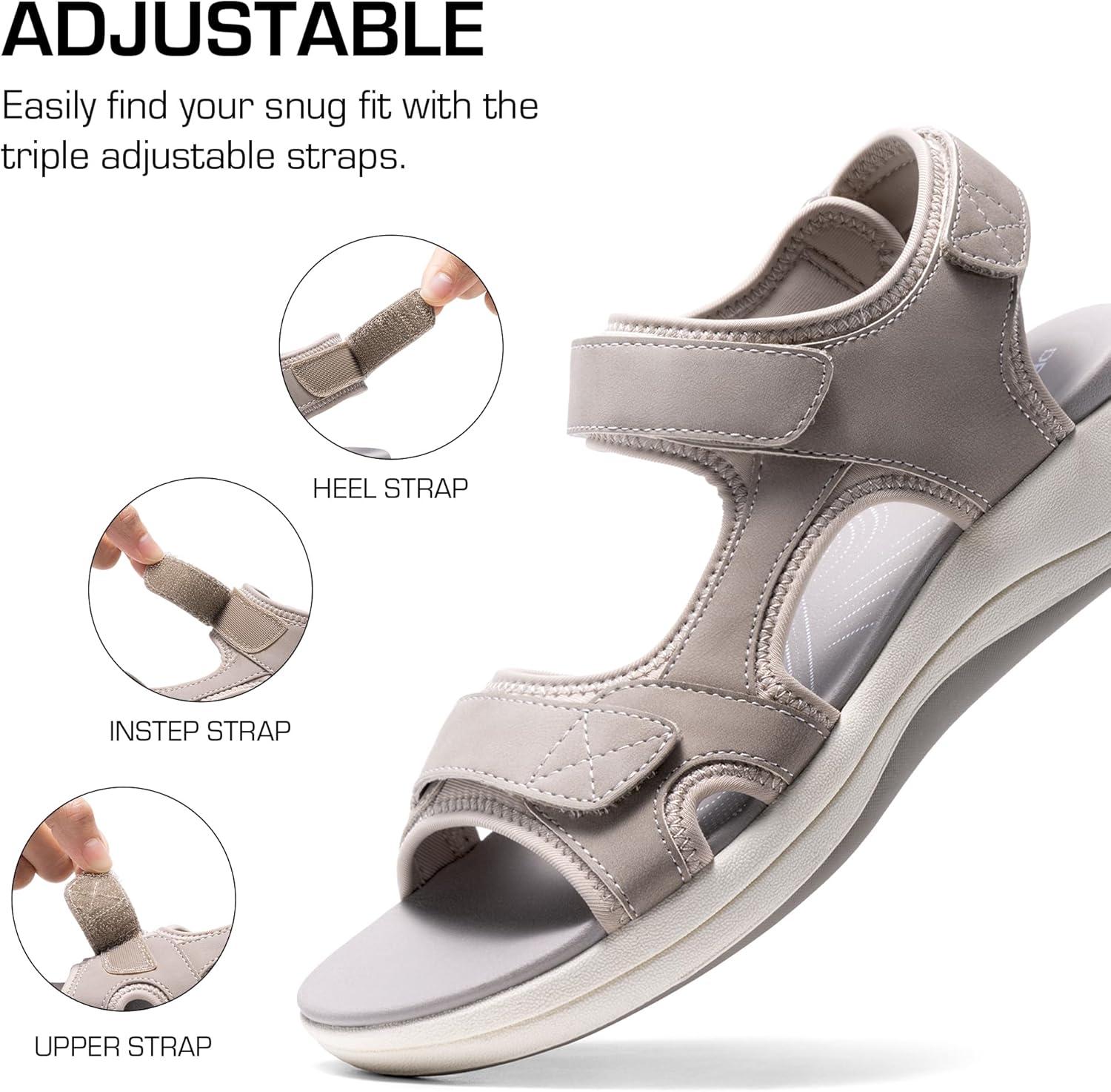 imageDREAM PAIRS Womens Sandals Open Toe Lightweight Summer Shoes Walking Casual OutdoorGrey