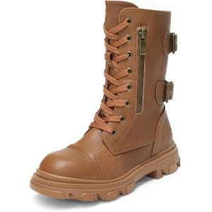 DREAM PAIRS Girls Combat Boots Side Zipper Ankle Booties Toddler/Little Kid/Big Kid(Camel)