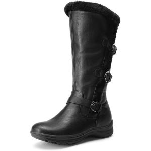 DREAM PAIRS Women’s Knee High Boots Thick Faux Fur Lined Winter Snow Warm Boots with Zipper(Minx/Black/Pu)