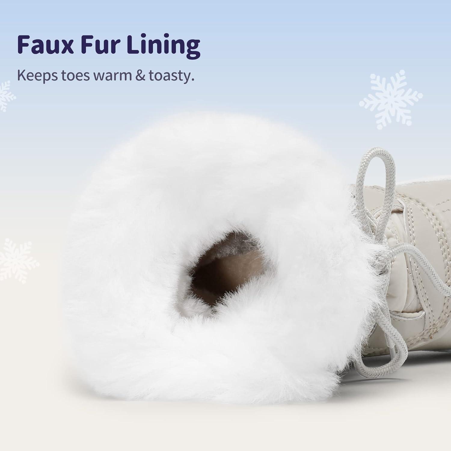 imageDREAM PAIRS Cozy Kids Snow Boots Warm amp WaterResistant Winter Boots with Faux Fur for AllDay Play NonSlip Mid Calf BootsOffwhite