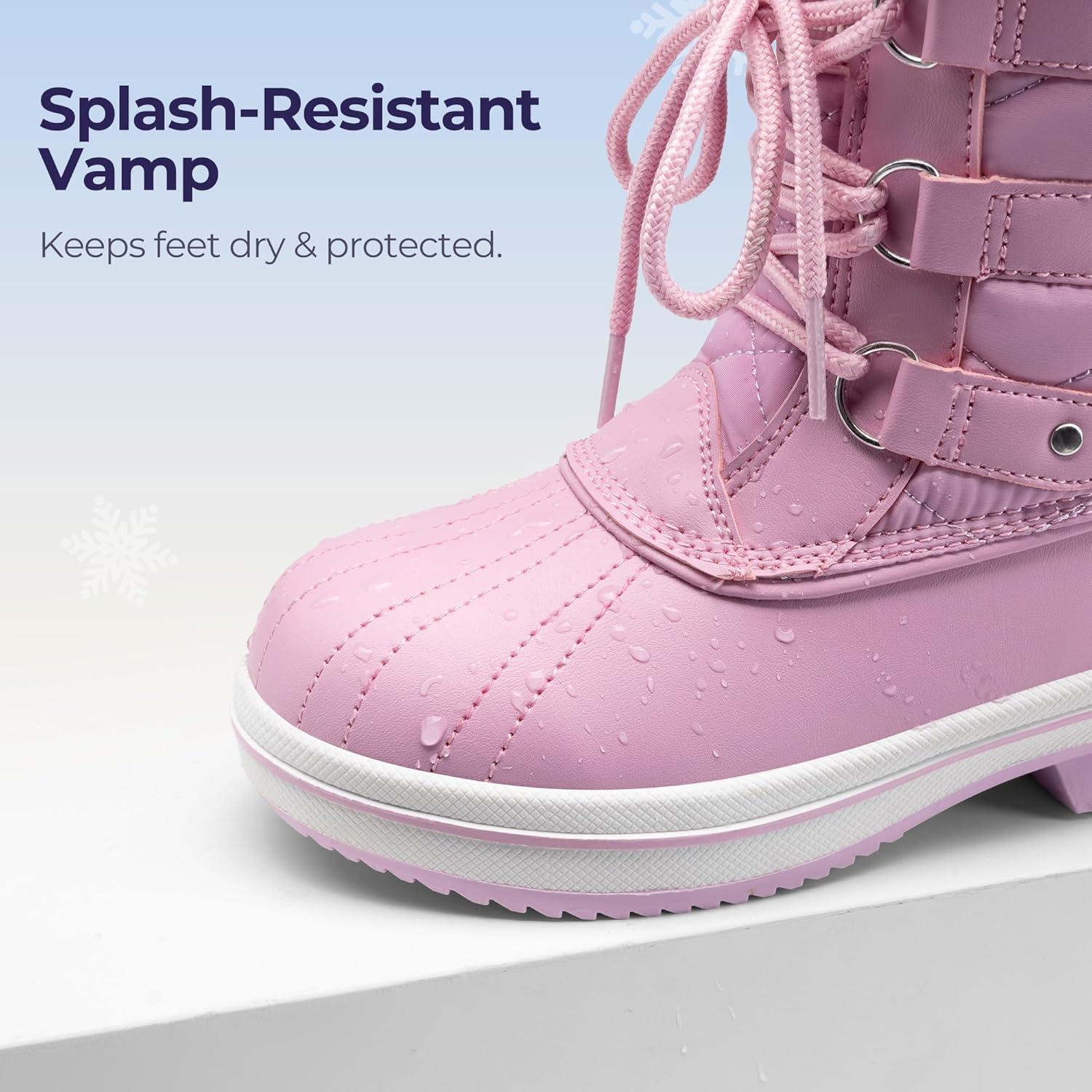 imageDREAM PAIRS Cozy Kids Snow Boots Warm amp WaterResistant Winter Boots with Faux Fur for AllDay Play NonSlip Mid Calf BootsPink