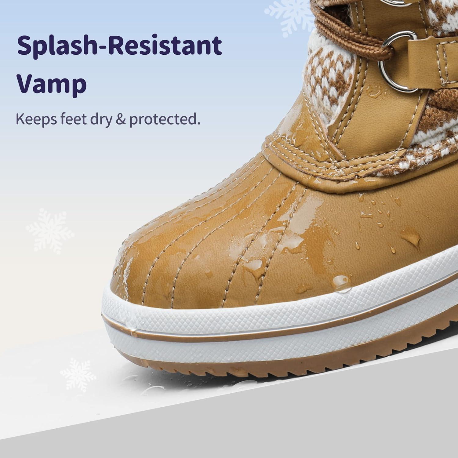 imageDREAM PAIRS Cozy Kids Snow Boots Warm amp WaterResistant Winter Boots with Faux Fur for AllDay Play NonSlip Mid Calf BootsTanWhite