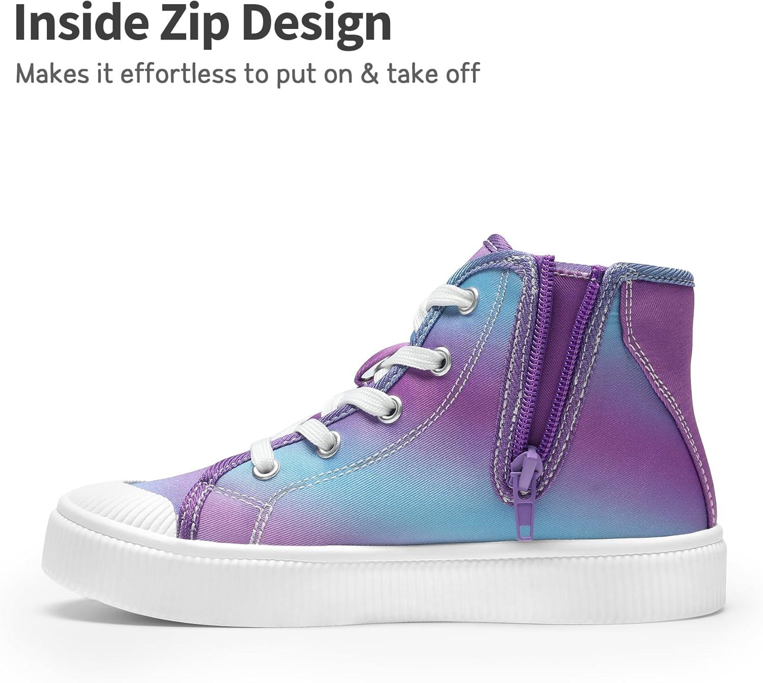 imageDREAM PAIRS Kids Sneakers Little Boys Girls High Top Canvas Shoes LilLegends CourtStar Casual Walking ShoesPurpleBlue