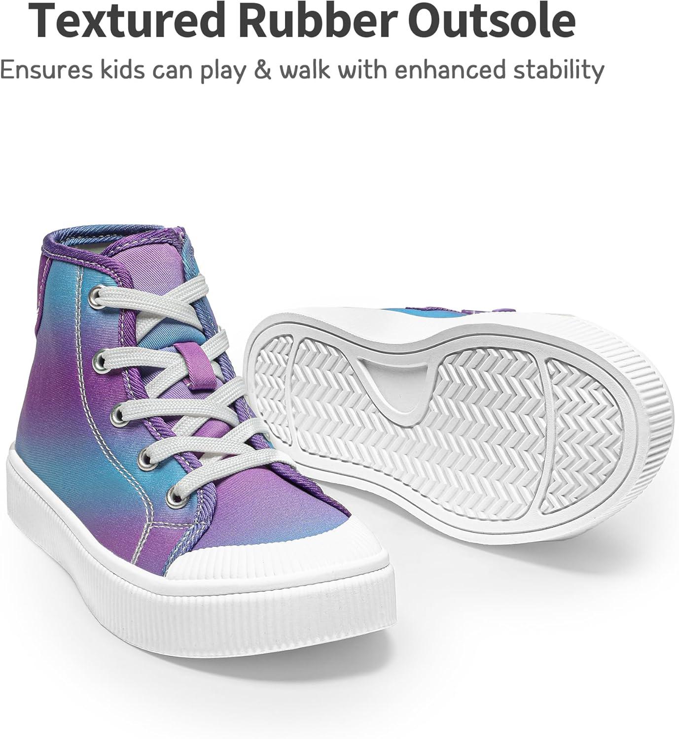imageDREAM PAIRS Kids Sneakers Little Boys Girls High Top Canvas Shoes LilLegends CourtStar Casual Walking ShoesPurpleBlue
