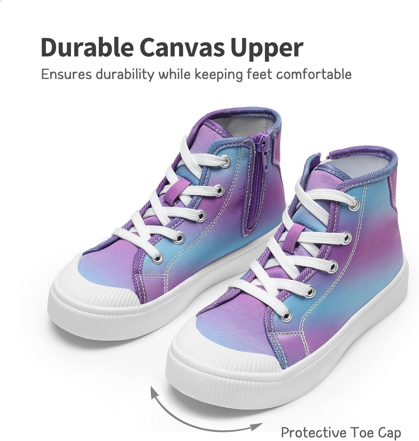 imageDREAM PAIRS Kids Sneakers Little Boys Girls High Top Canvas Shoes LilLegends CourtStar Casual Walking ShoesPurpleBlue