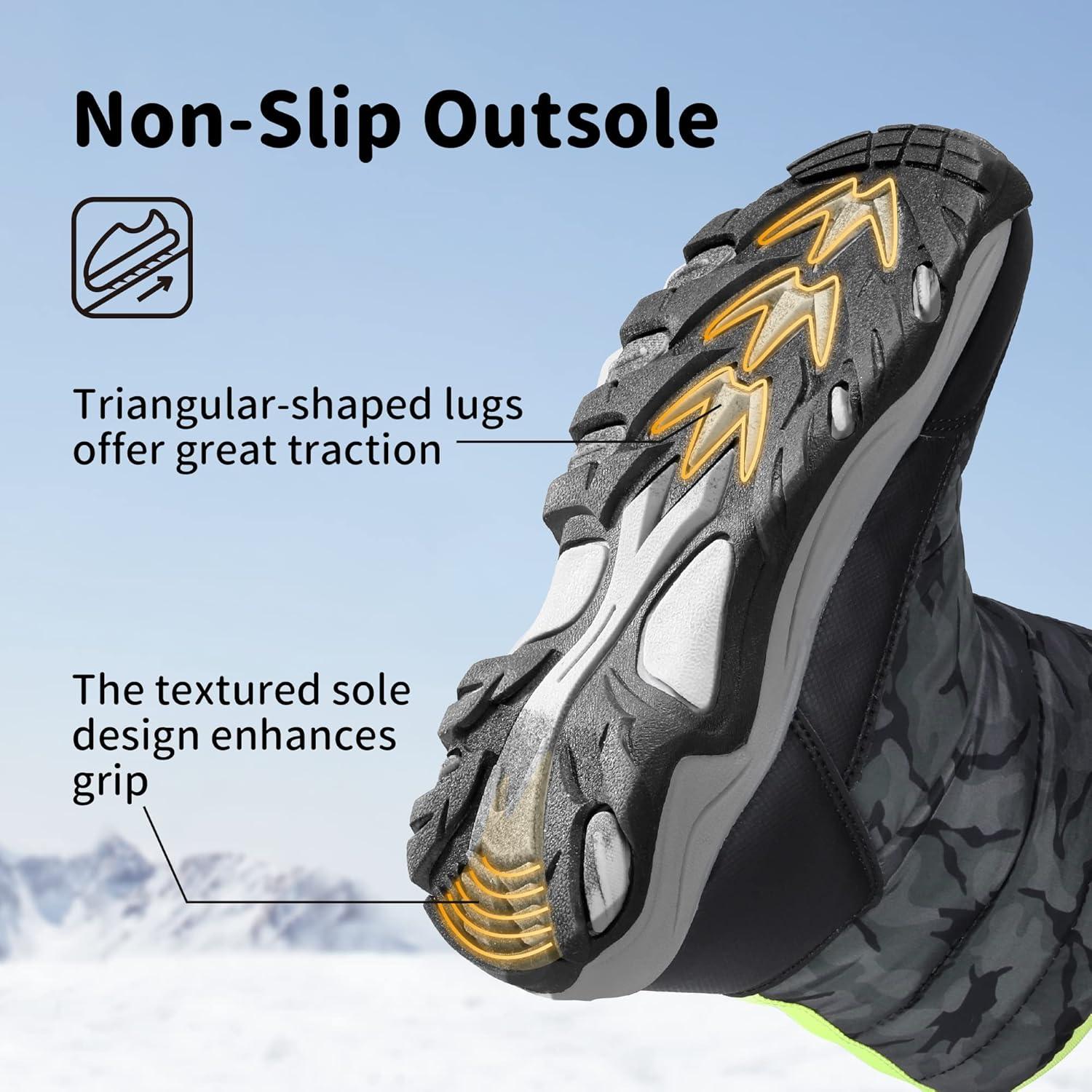 imageDREAM PAIRS Kids Waterproof Snow Boots with Hook and Loop Mid Calf Faux Fur Lining Winter BootsCamouflageGray