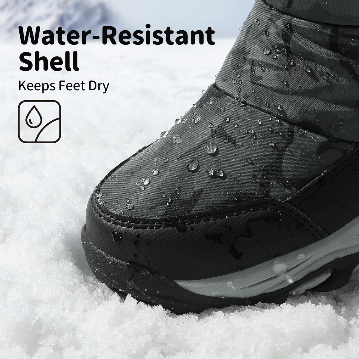 imageDREAM PAIRS Kids Waterproof Snow Boots with Hook and Loop Mid Calf Faux Fur Lining Winter BootsCamouflageGray
