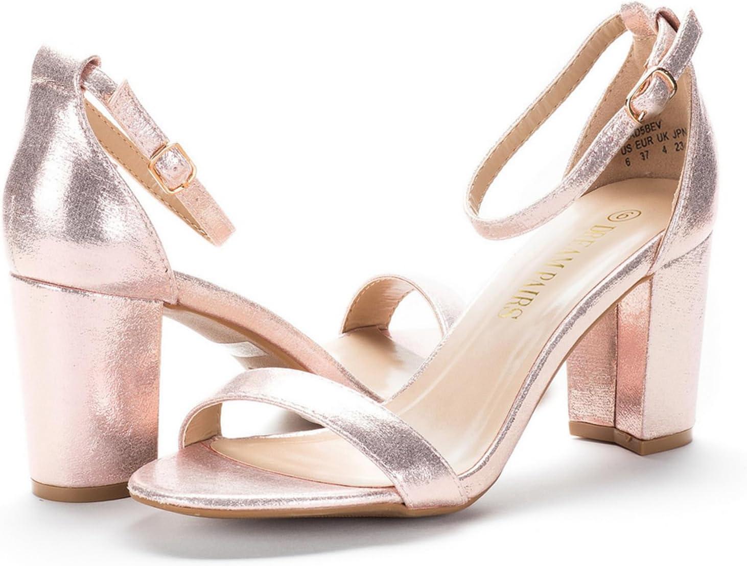 imageDREAM PAIRS Womens Chunk Low Heel Pump SandalsChampagne