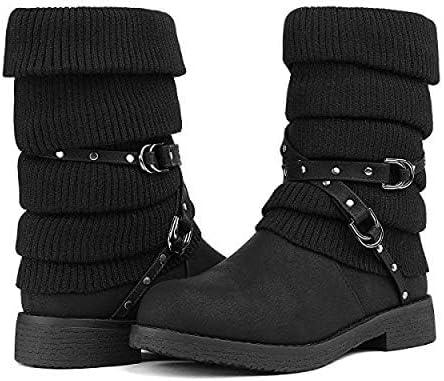 imageDREAM PAIRS Womens Mid Calf Fashion Winter Snow BootsBlack