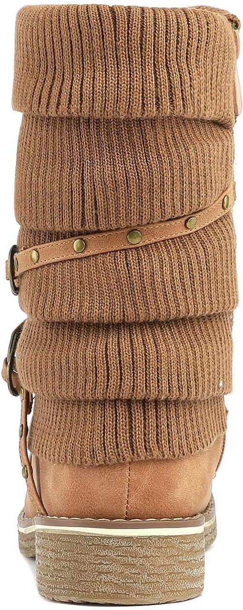 imageDREAM PAIRS Womens Mid Calf Fashion Winter Snow BootsCamel