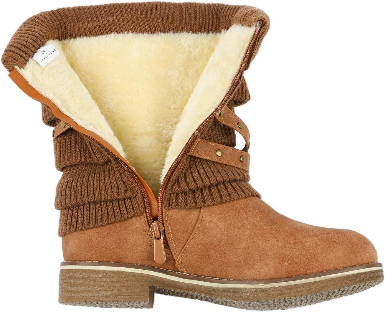imageDREAM PAIRS Womens Mid Calf Fashion Winter Snow BootsCamel