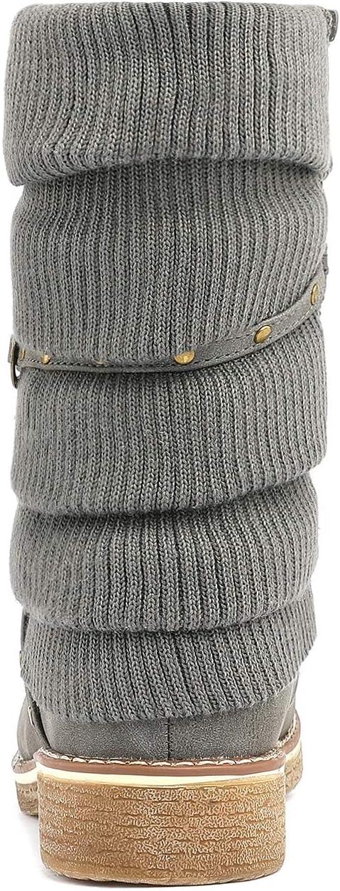 imageDREAM PAIRS Womens Mid Calf Fashion Winter Snow BootsGrey
