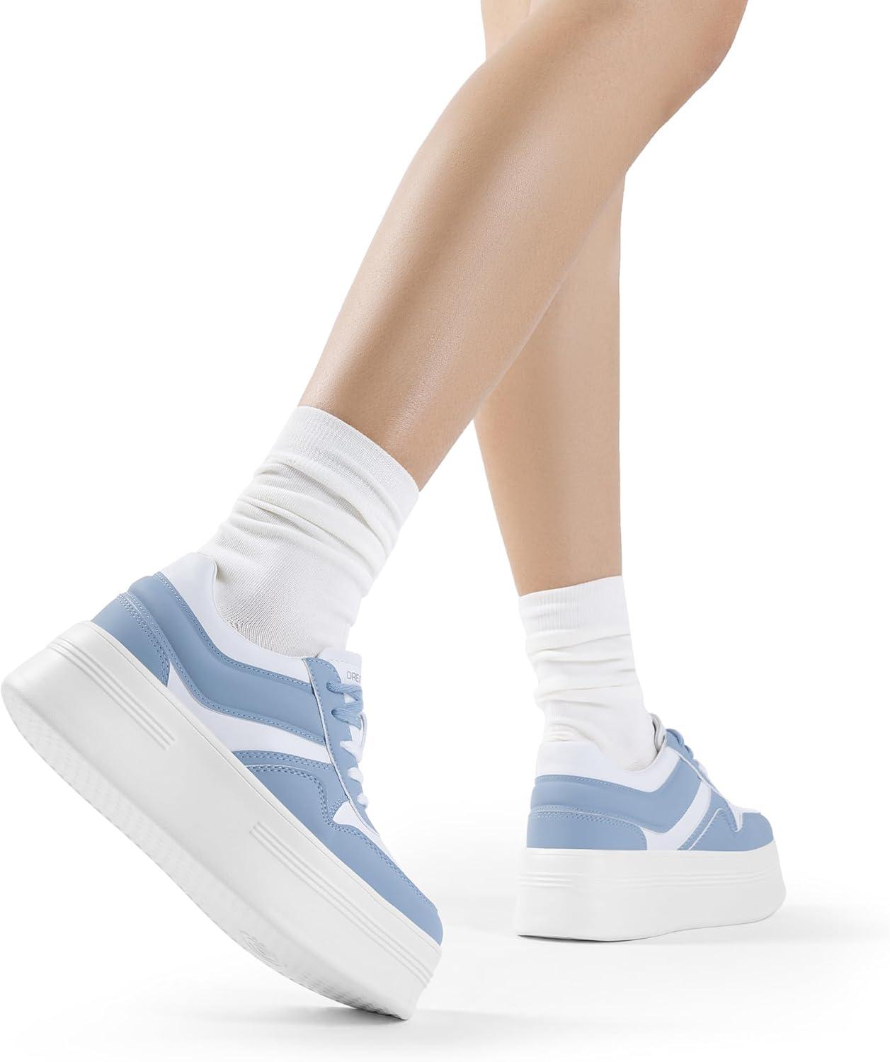 imageDREAM PAIRS Womens Platform Casual SneakersWhiteBlue