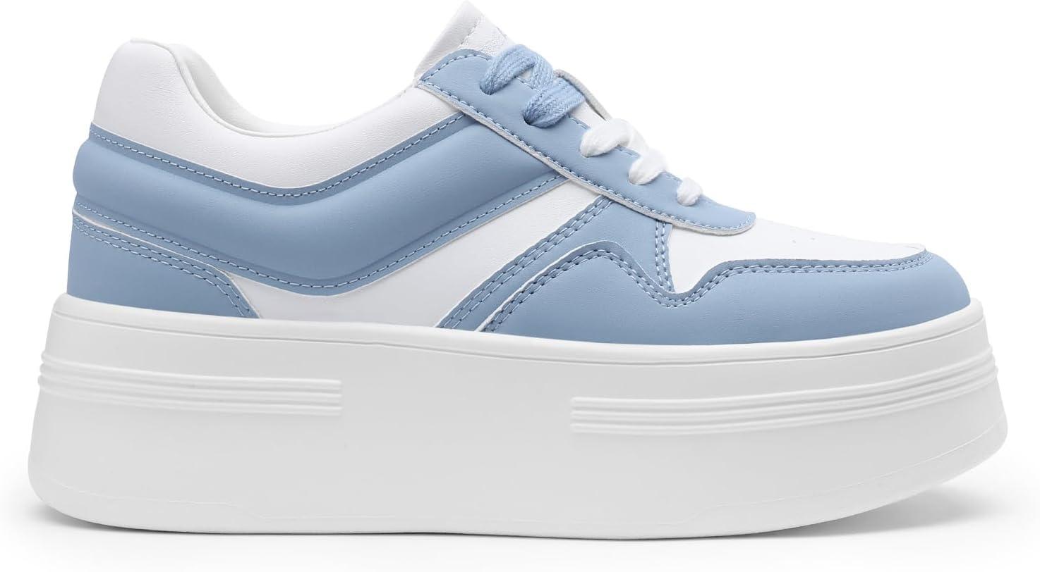 imageDREAM PAIRS Womens Platform Casual SneakersWhiteBlue